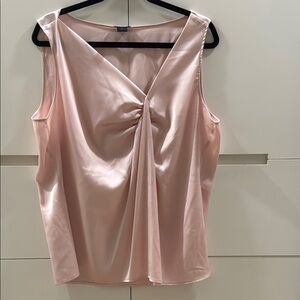 Ann Taylor Women Asymmetric Neck Sleeveless Pale Pink Blouse Size XL